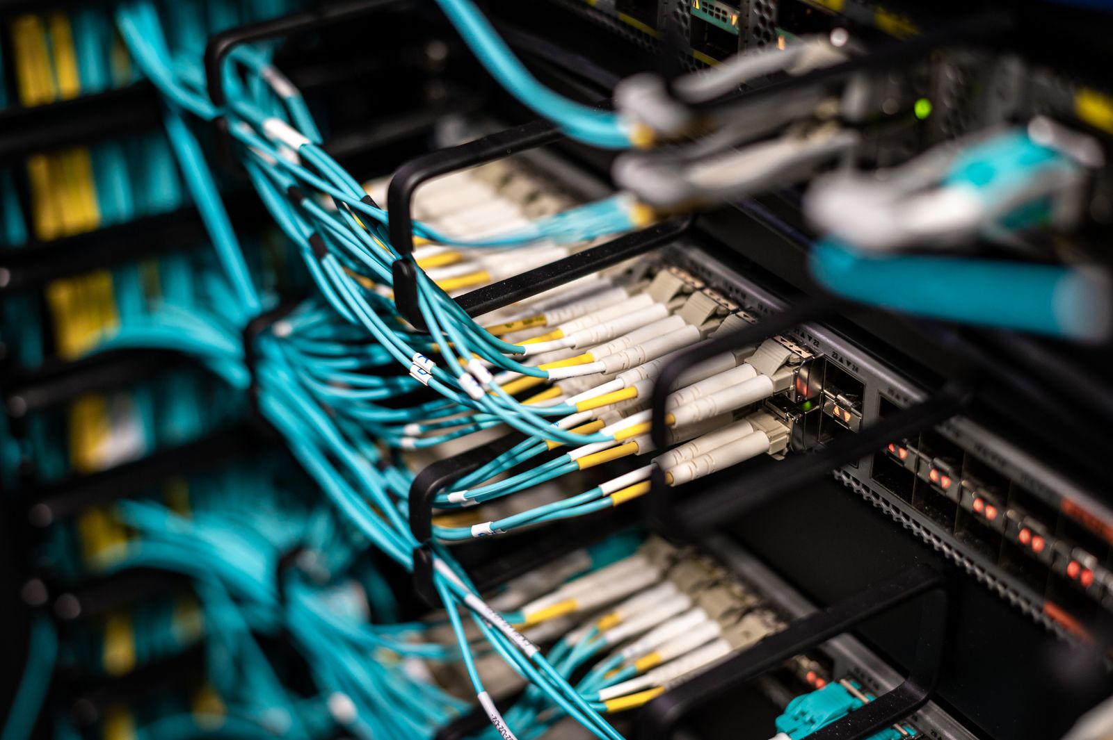 Patch panel and structured cabling in a comms room rack